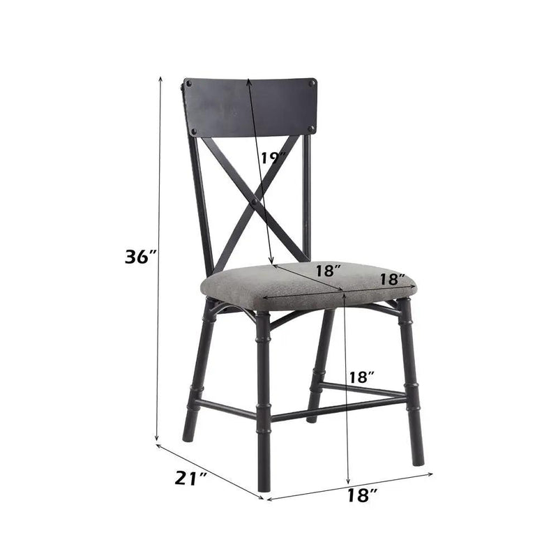 Edina - Side Chair (Set of 2) - Gray Fabric, Oak & Sandy Black by Unique Piece Furniture