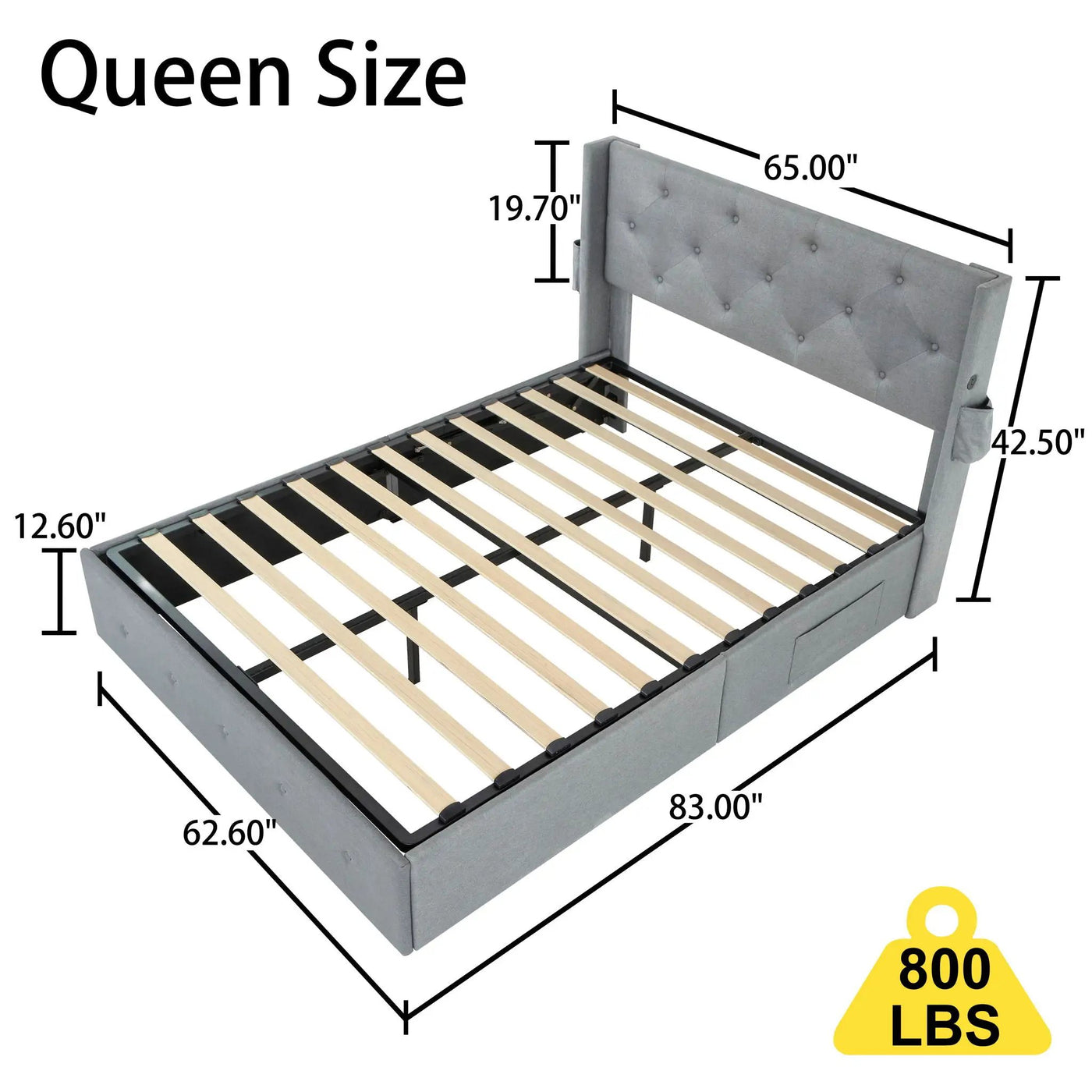 Bed With Gas Lift Storage, USB Ports by Unique Piece Furniture