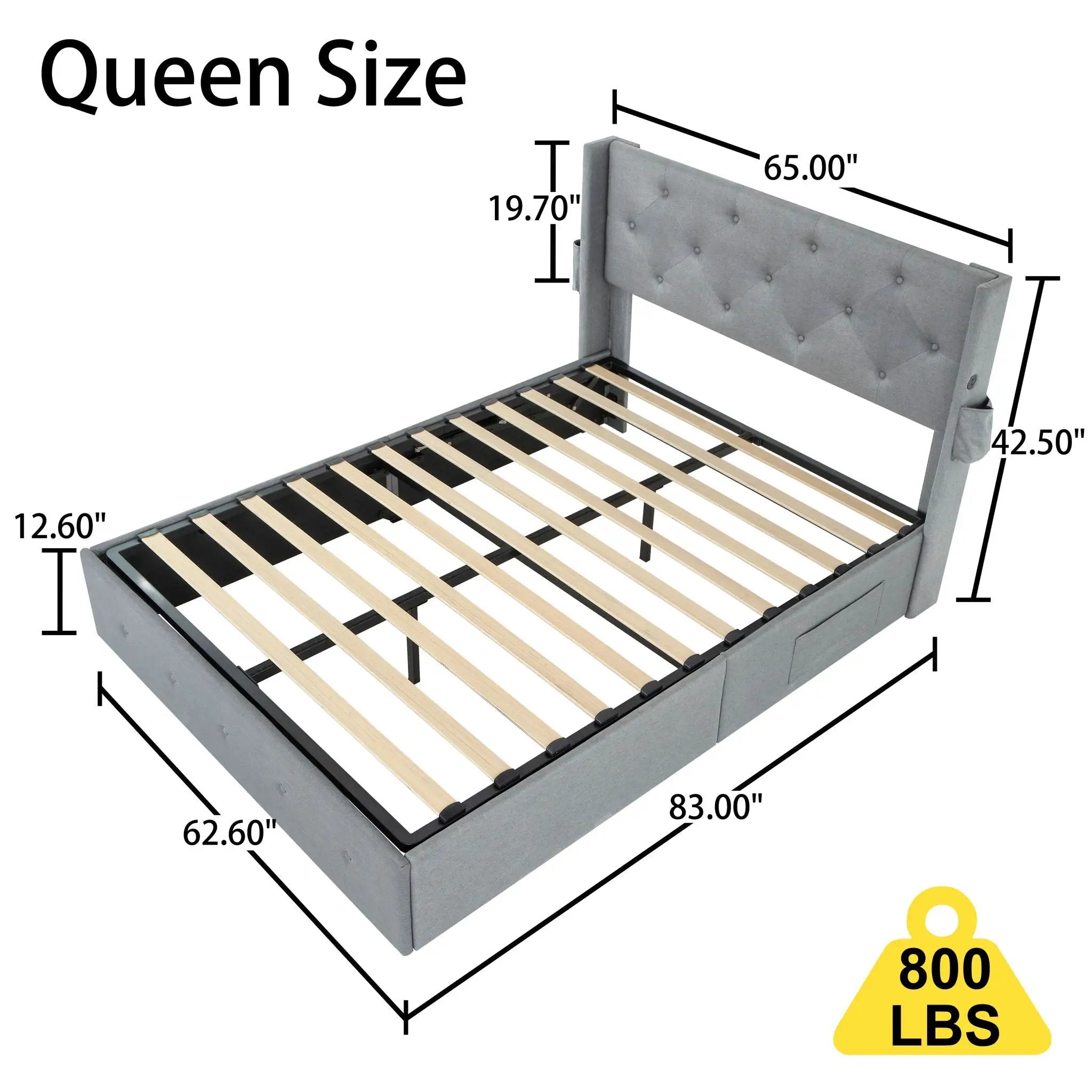 Bed With Gas Lift Storage, USB Ports by HouseOfZazla