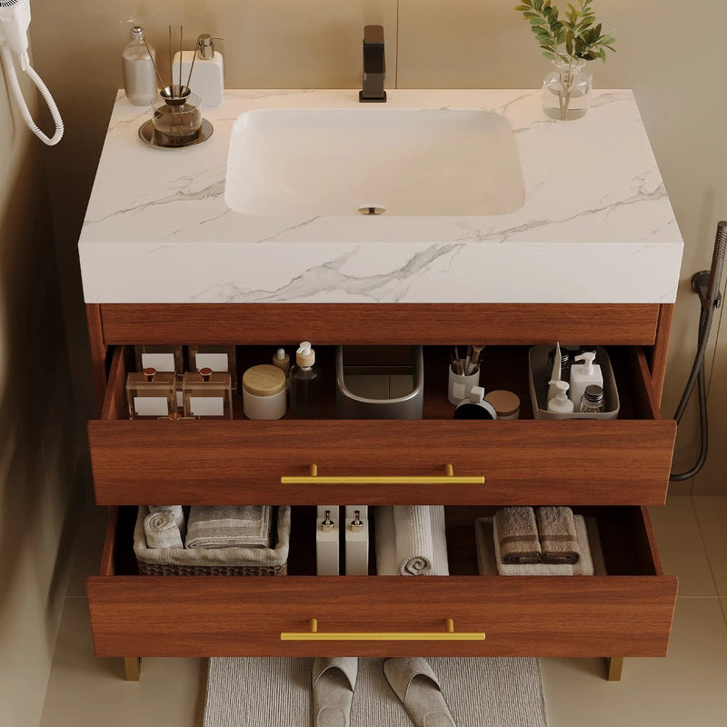 29.9" Modern Free-standing Bathroom Vanity with Sintered Stone Top by HouseOfZazla
