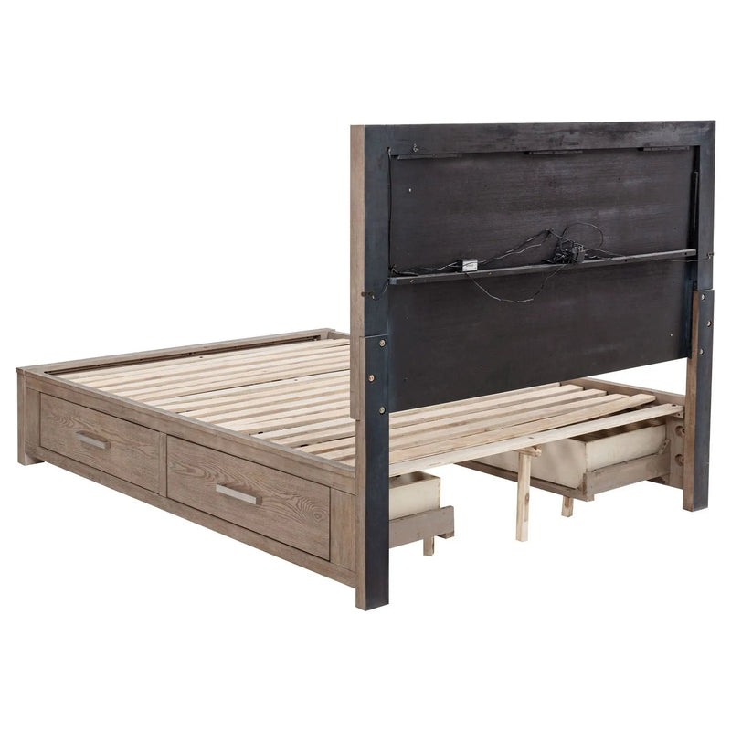 Kenora 56-inch Queen LED Storage Bed Barley Brown by Unique Piece Furniture