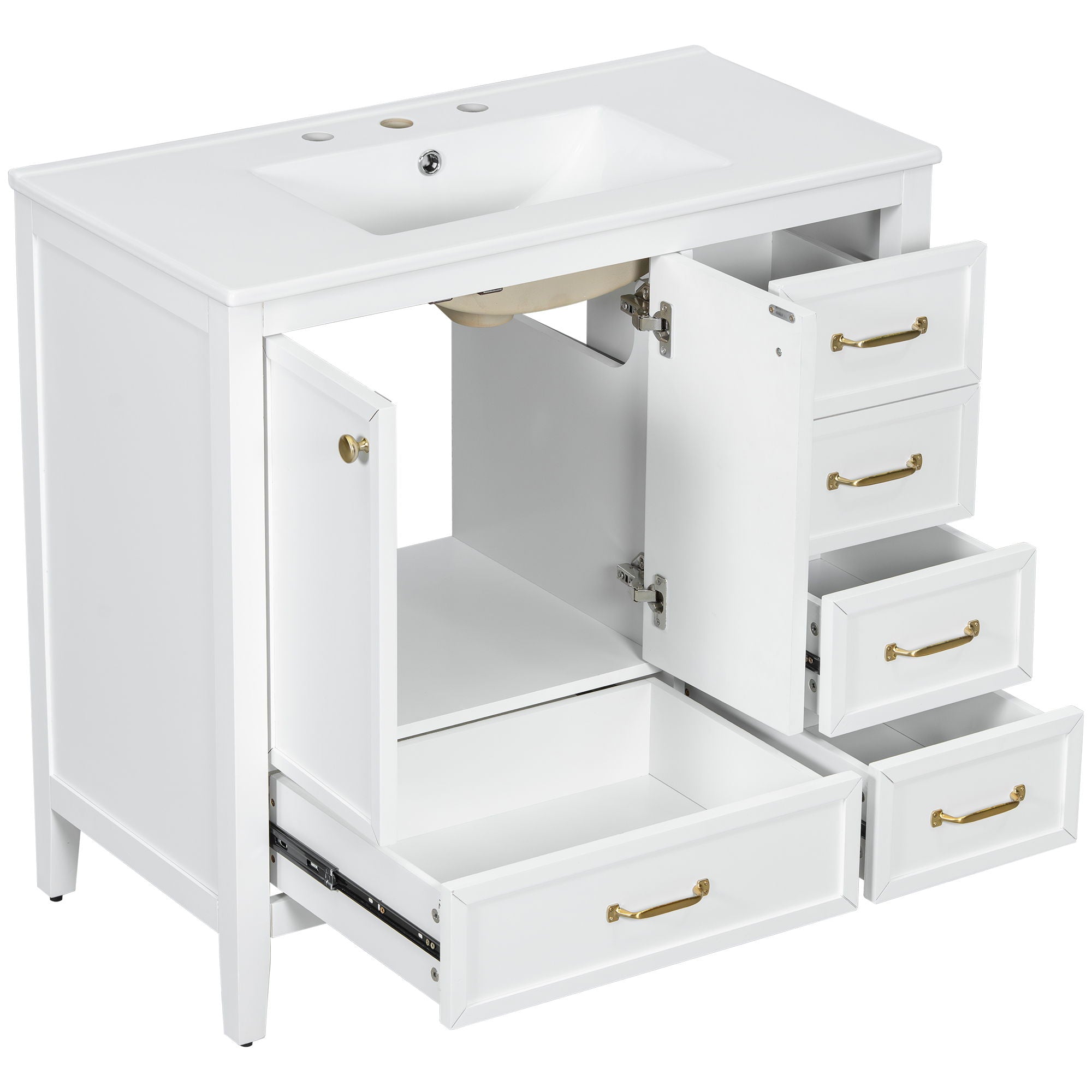 Elegant Vintage Bathroom Vanity With Sink and Soft Closing Drawers by HouseOfZazla