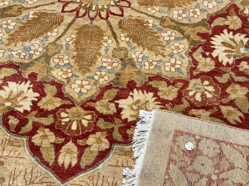 Palace Size Pak Persian Rug 13x17, Haji Jalili Design, Beige and Rust, Wool Hand Knotted, Fine 260 KPSI by Jewel Rugs