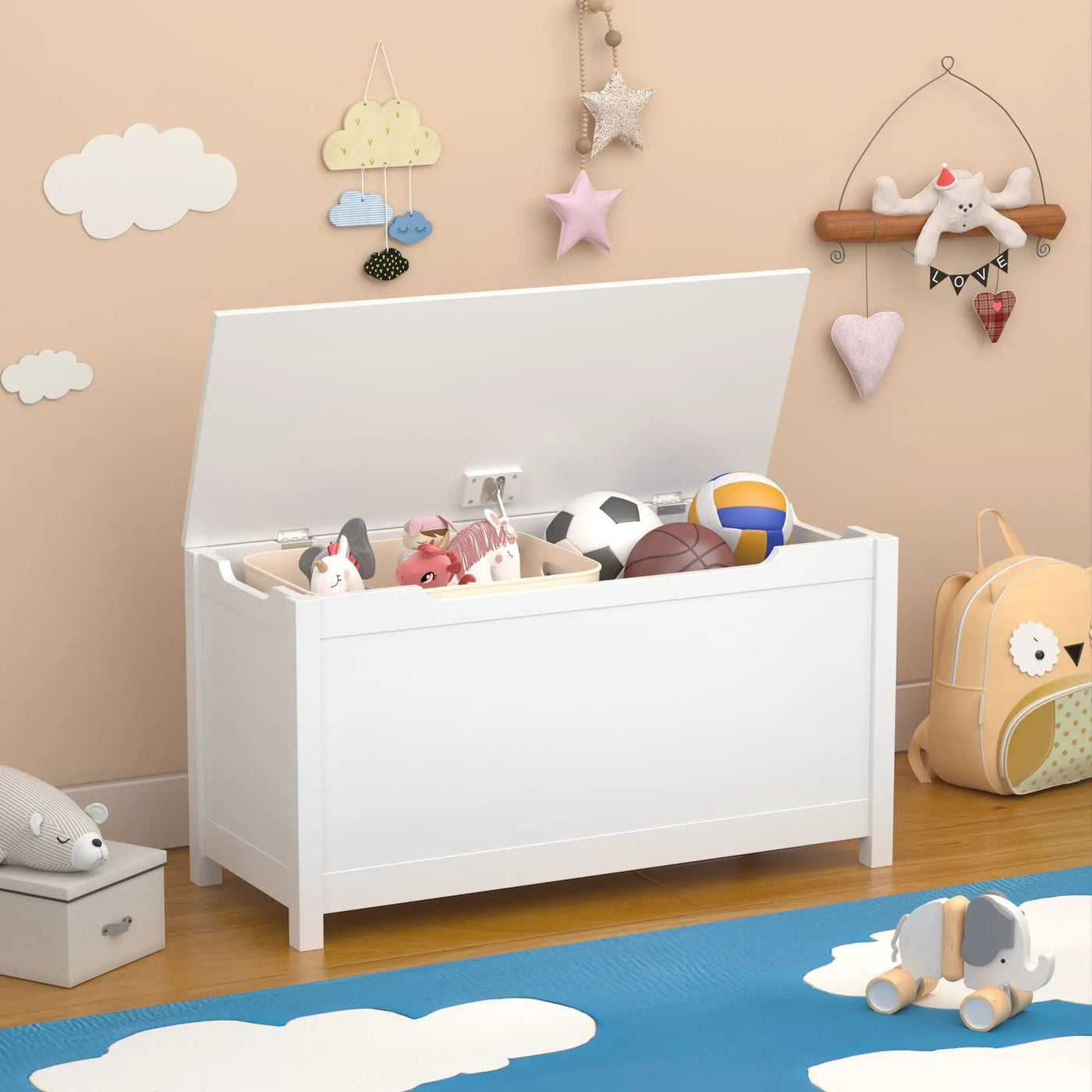 Toy Box Storage With Safety Hinged Lid by HouseOfZazla