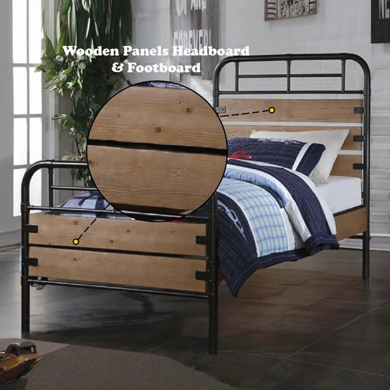 Adams - Twin Bed - Antique Oak & Black by Unique Piece Furniture