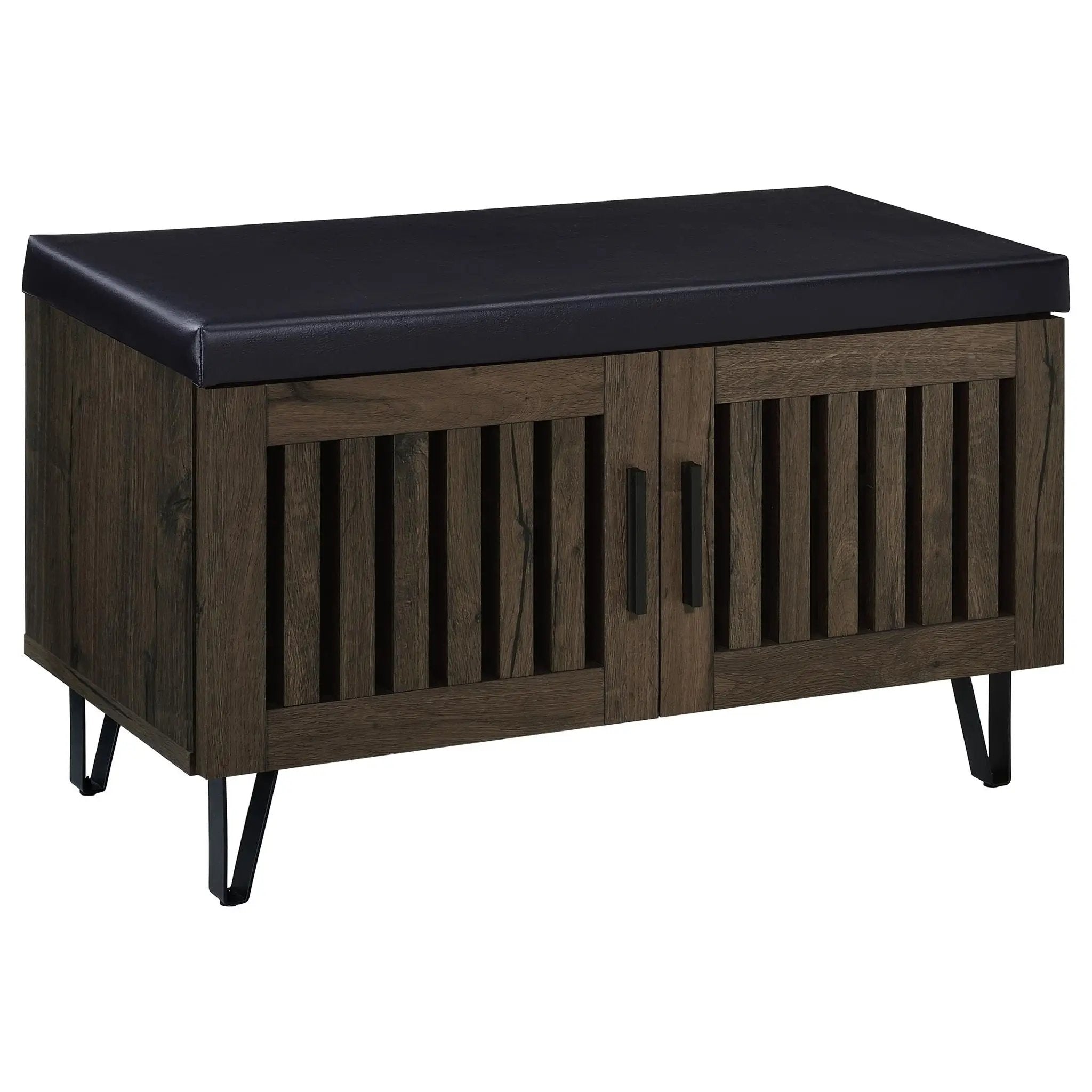 Brixton 2-door Padded Entryway Shoe Storage Bench Smoked Oak by Unique Piece Furniture