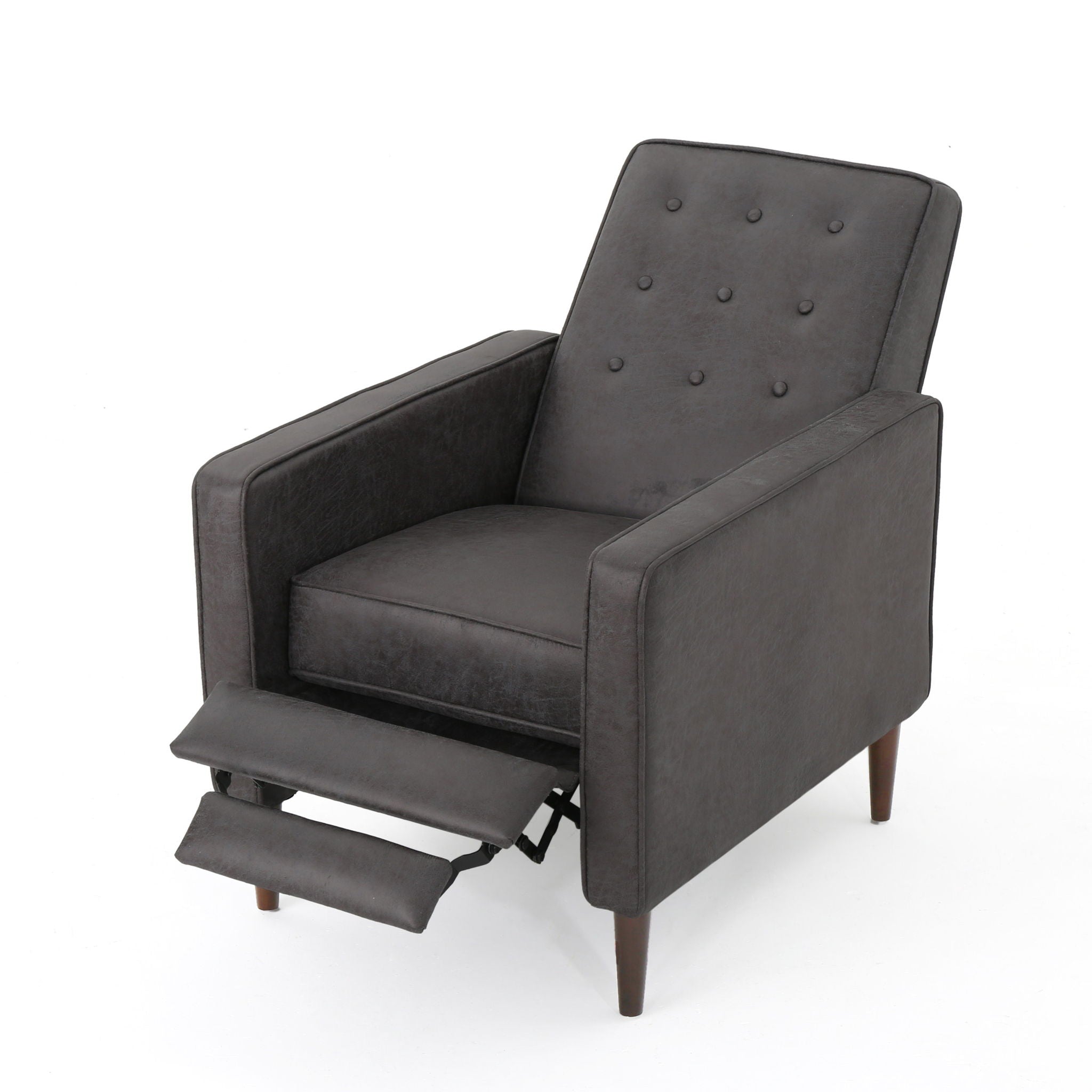 Macedonia - Mid Century Modern Button Tufted Fabric Recliner - Slate by HouseOfZazla