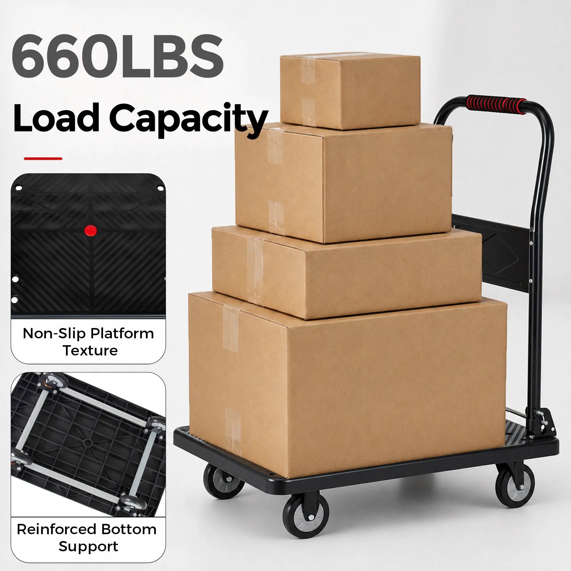 35-3/4" Long x 24" Wide Platform Truck - Foldable Handcart by HouseOfZazla