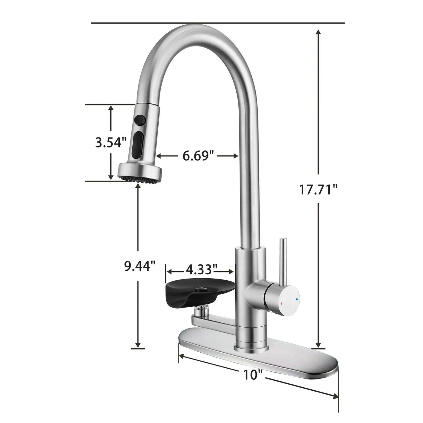 3 In 1 Kitchen Faucet With Press Type Glass Rinser, High Arc Pull Down Sprayer by HouseOfZazla