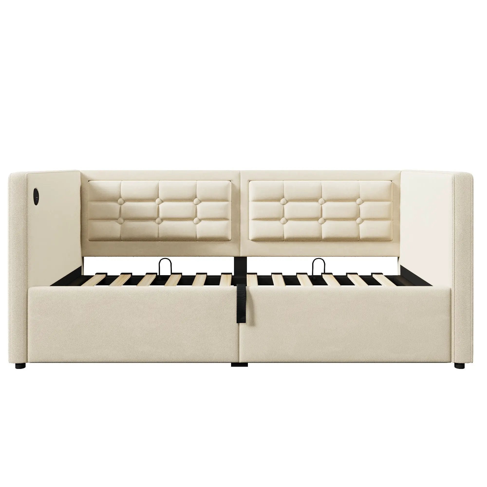 Upholstered Hydraulic Storage Daybed With USB & Type C Charging by HouseOfZazla
