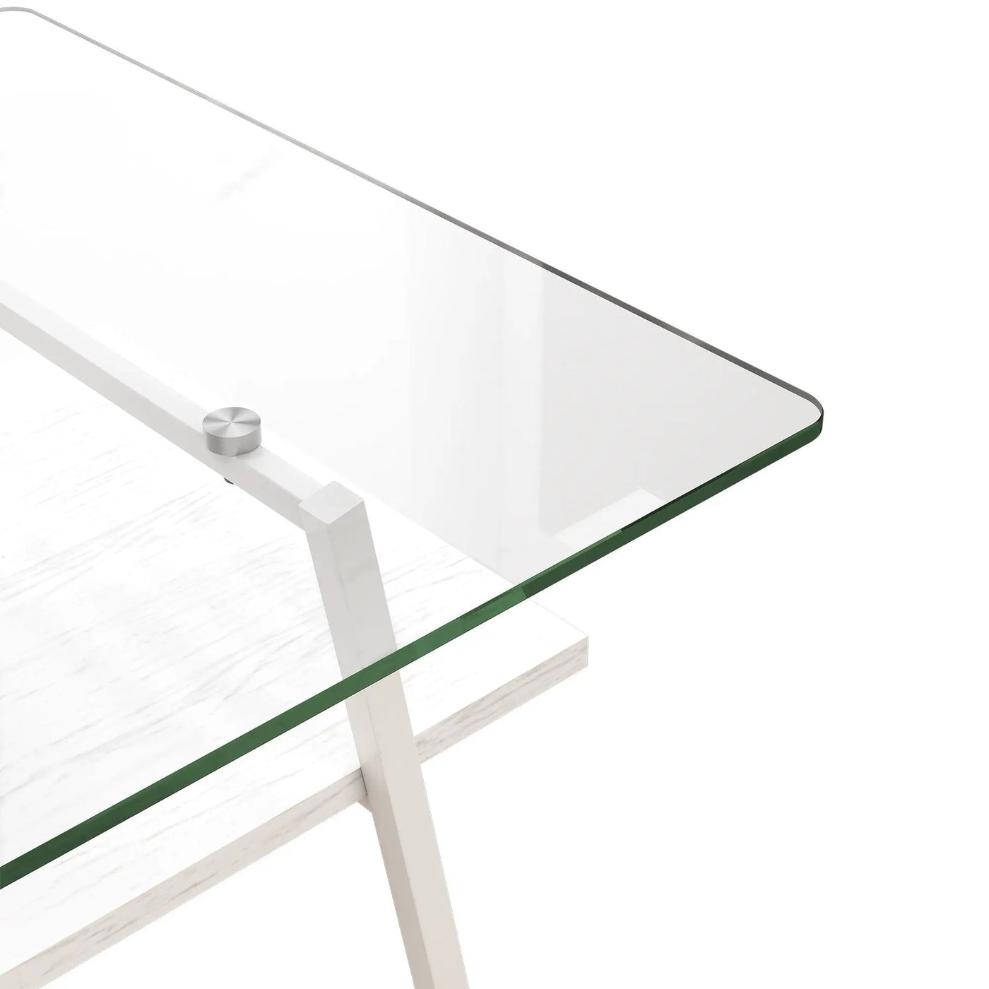 Rectangle Coffee Table, Tempered Glass Tabletop With Metal Legs, Modern Table For Living Room by HouseOfZazla