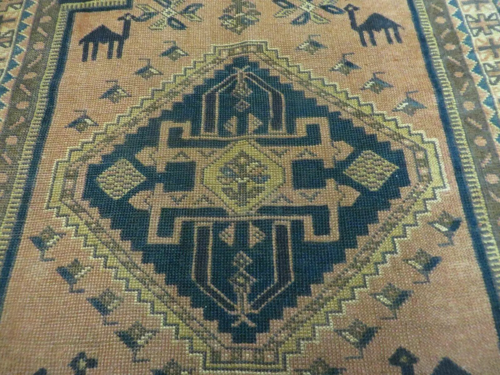 4' X 6' Antique Handmade Turkish Anatolian Wool Rug Camel Vegetable Dyes by Jewel Rugs