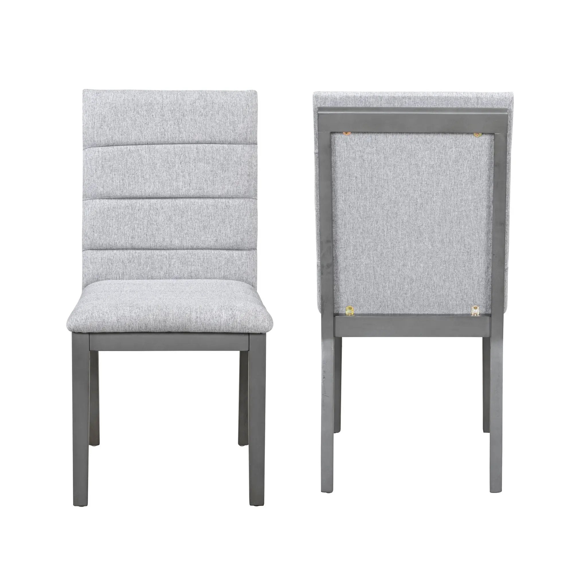 Tufted Upholstery Modern Dining Chairs (Set of 2) Sleek Comfort With Rubber Wood Frame - Gray / Oak by HouseOfZazla