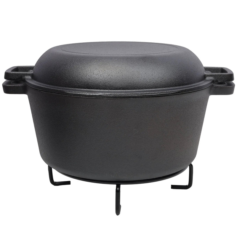 Pre-Seasoned 3 in 1 Cast Dutch Oven with Skillet Lid, 5 Quart - Black by HouseOfZazla