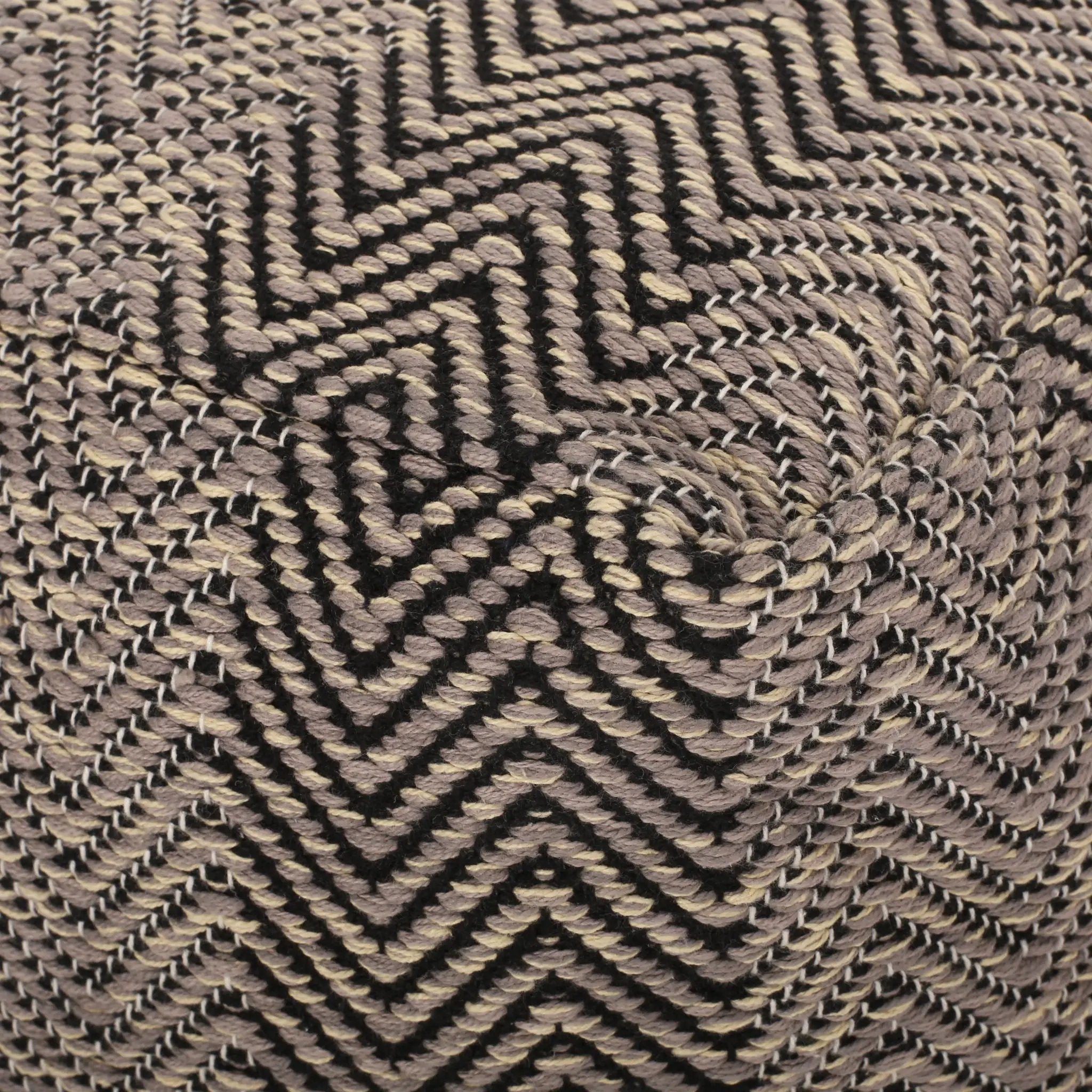 Barracuda - Handcrafted Cotton Pouf With Chevron Pattern - Brown / Beige by Unique Piece Furniture