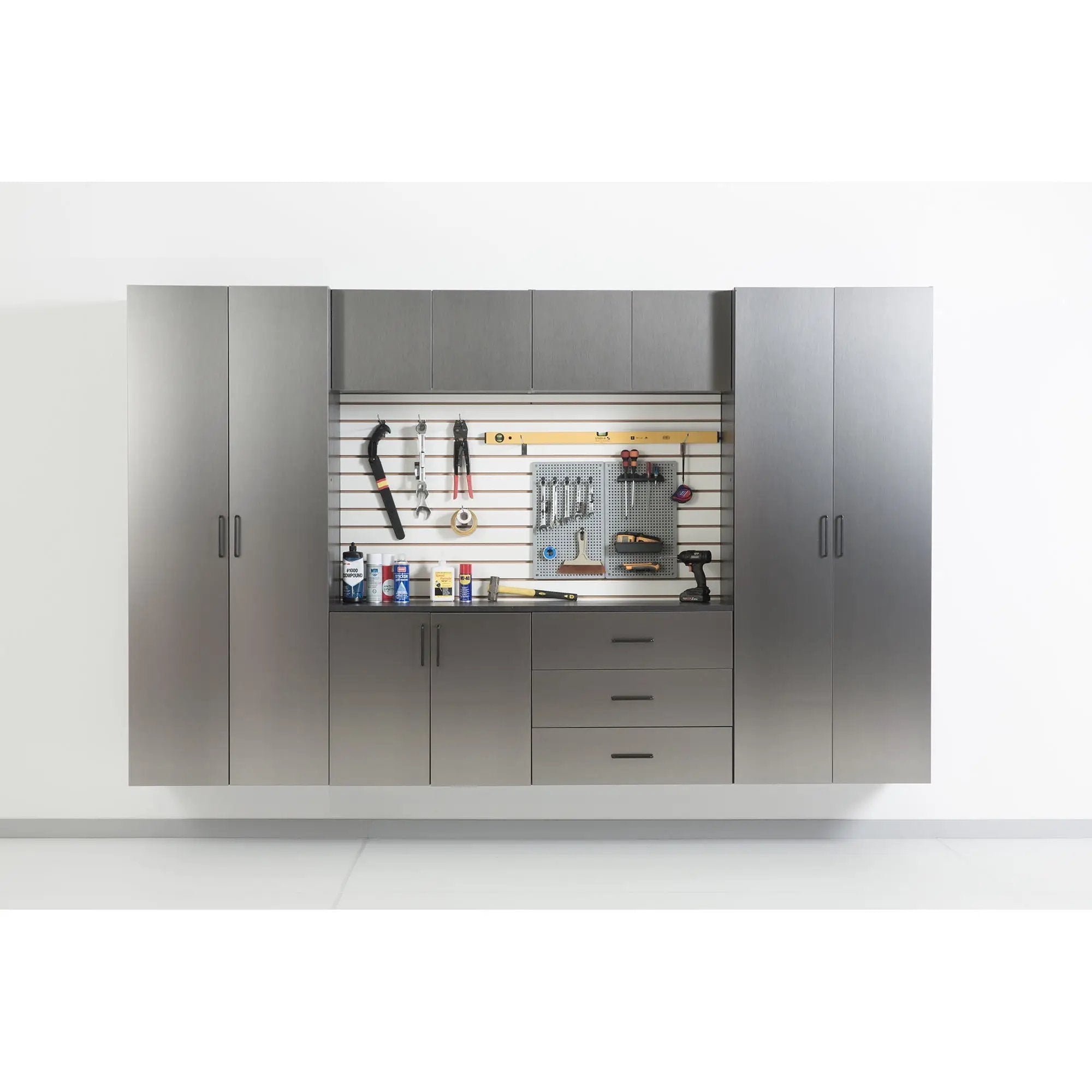 Astro Series - Wall Mounted Base Door Storage Cabinet - Metallic Gray by HouseOfZazla