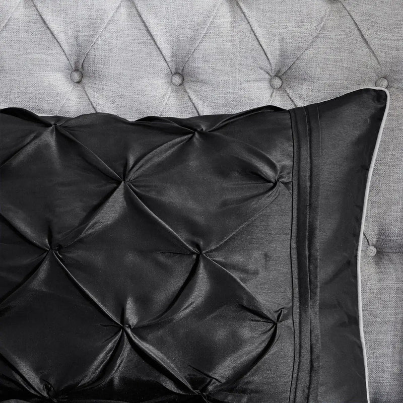 7 Piece Tufted Comforter Set Black Queen by HouseOfZazla