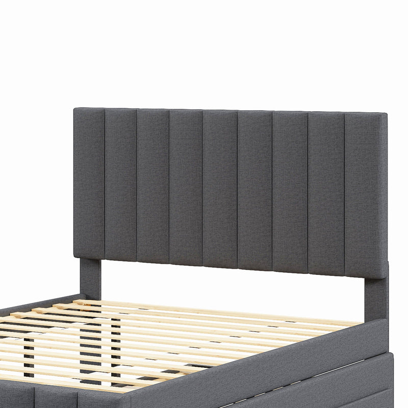 Upholstered Platform Bed With Twin Size Trundle And 3 Drawers by HouseOfZazla