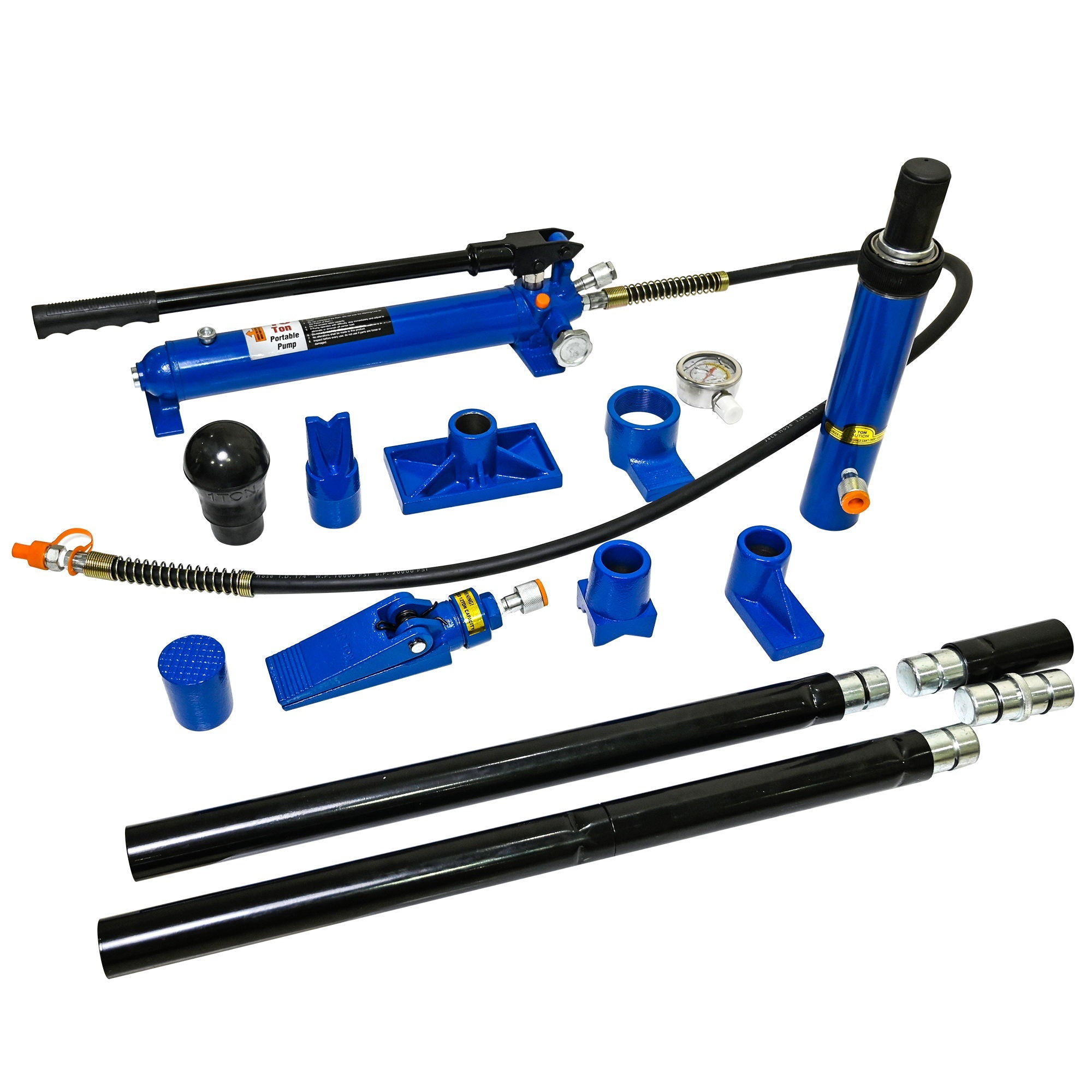 10 Ton Portable Hydraulic Equipment Kit For Metal Work - Black / Blue by HouseOfZazla
