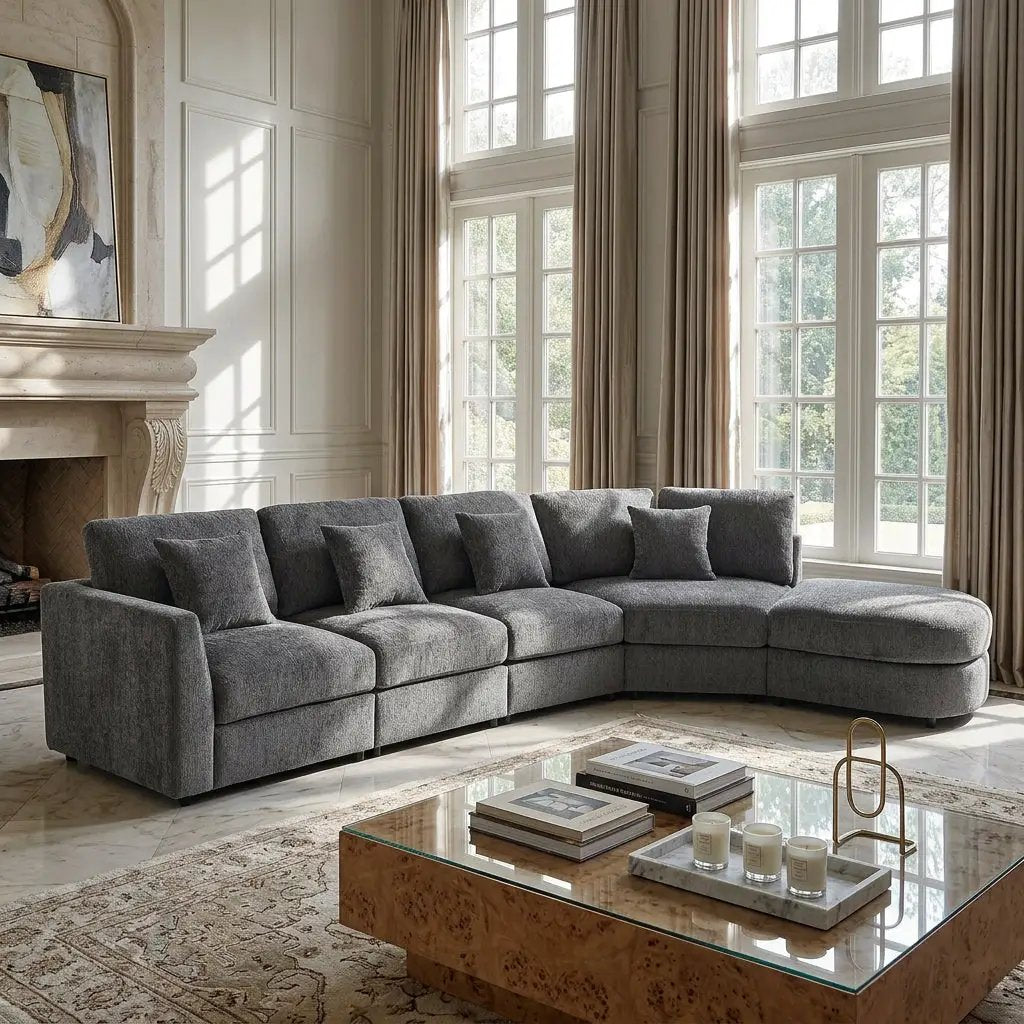 U_Style Modern 5-Seater Curved Modular Sectional Sofa by HouseOfZazla