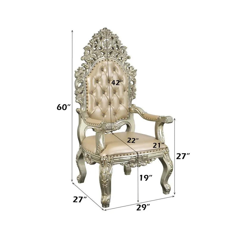 Sorina - Arm Chair (Set of 2) - Synthetic Leather & Antique Gold by Unique Piece Furniture