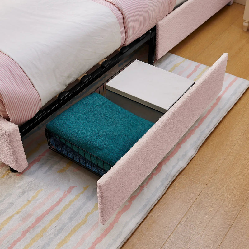 Twin Size Kids Upholstered Bed with Oversized Rabbit Ear Headboard by HouseOfZazla