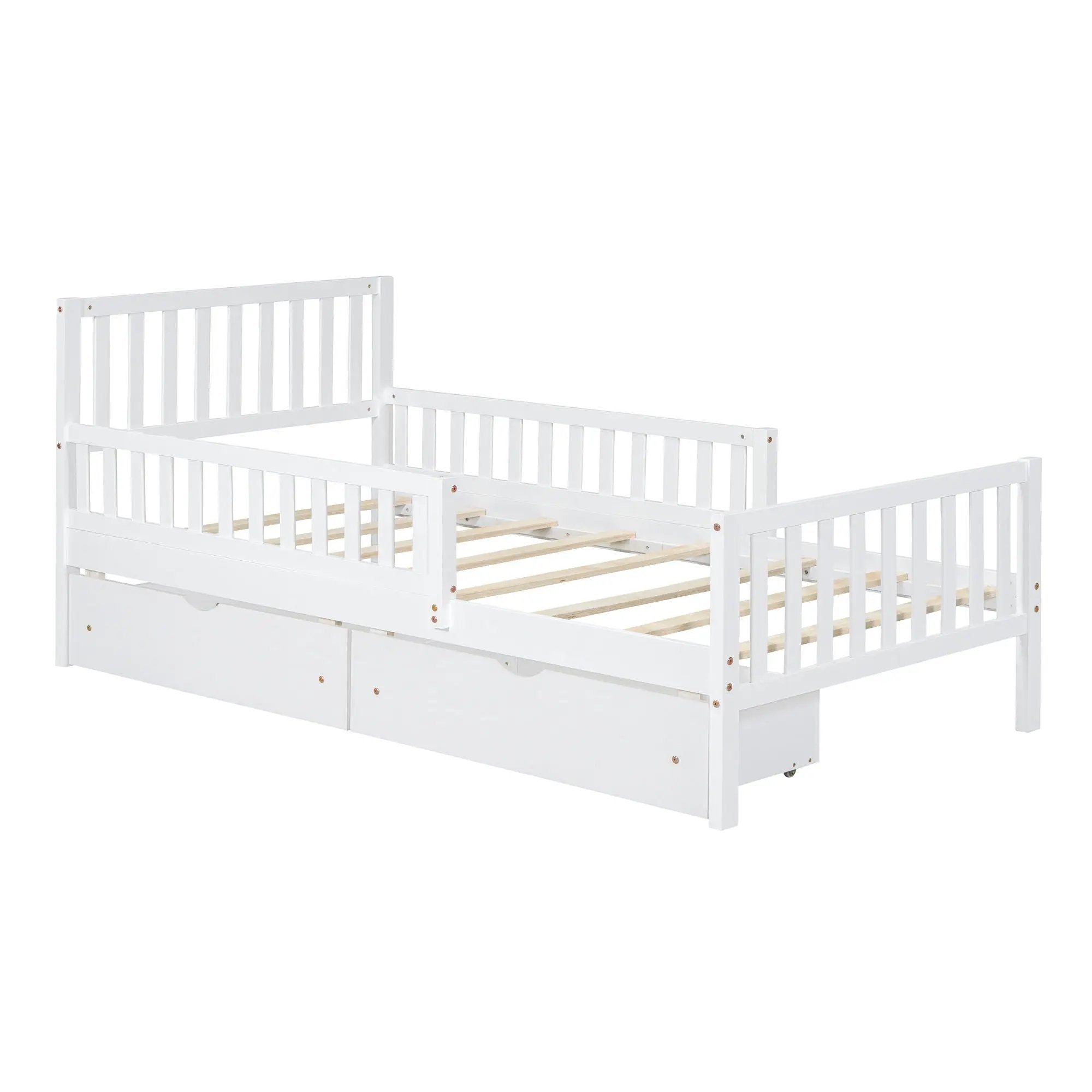 Platform Bed With Guardrails On Both Sides And 2 Storage Drawers by Unique Piece Furniture