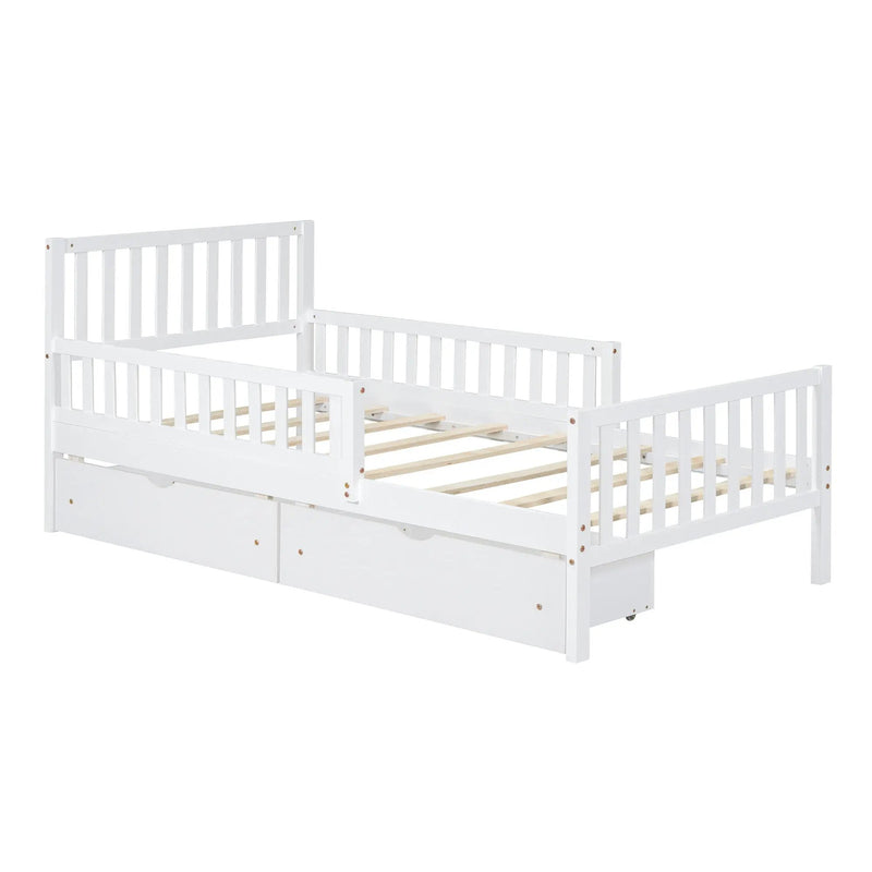 Platform Bed With Guardrails On Both Sides And 2 Storage Drawers by Unique Piece Furniture