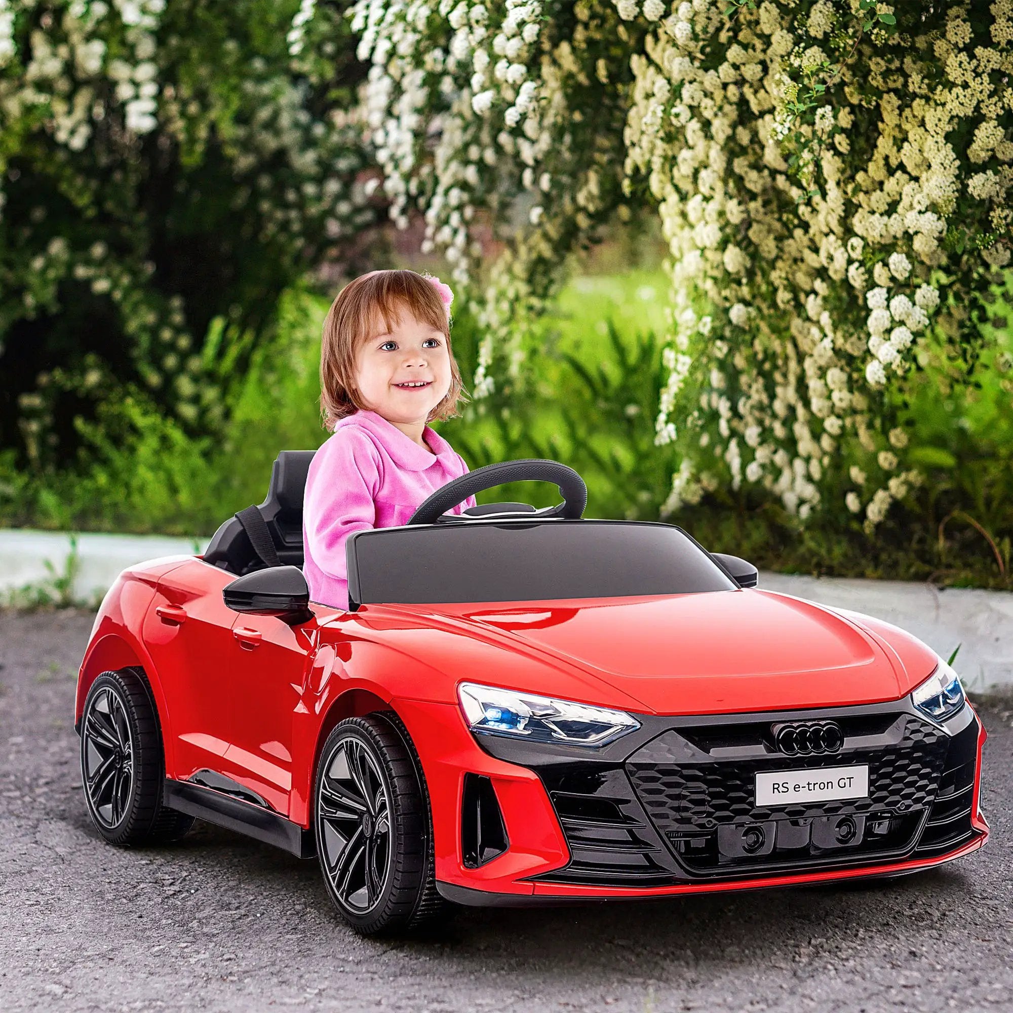 Aosom - Kids Ride On Car, 12V Licensed Audi Rs E-Tron Gt 3.1 Mph Electric Car For Kids, Ride-On Toy For Boys And Girls With Remote Control, 4 Wheels With Suspension, Horn, Music, Lights - Red by HouseOfZazla