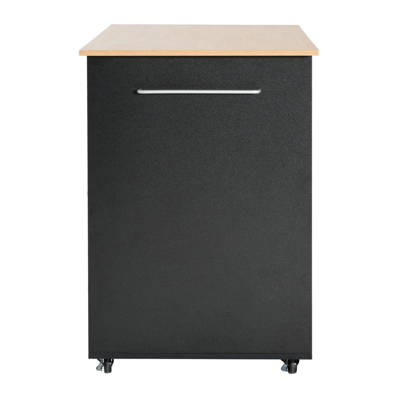 Mobile Kitchen Cart With Storage With 2 Doors, 3 Drawers & Adjustable Shelf - Black / Natural by HouseOfZazla
