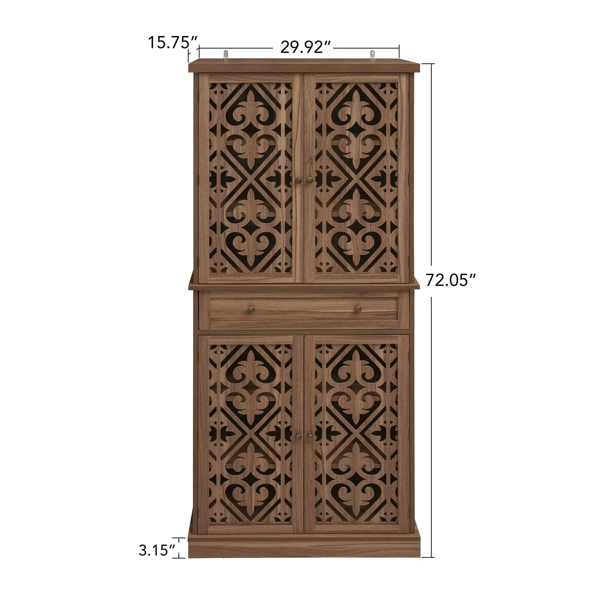 4 Door Cabinet With 1 Drawer, With 4 Adjustable Inner Shelves, Storage Cabinet by Unique Piece Furniture