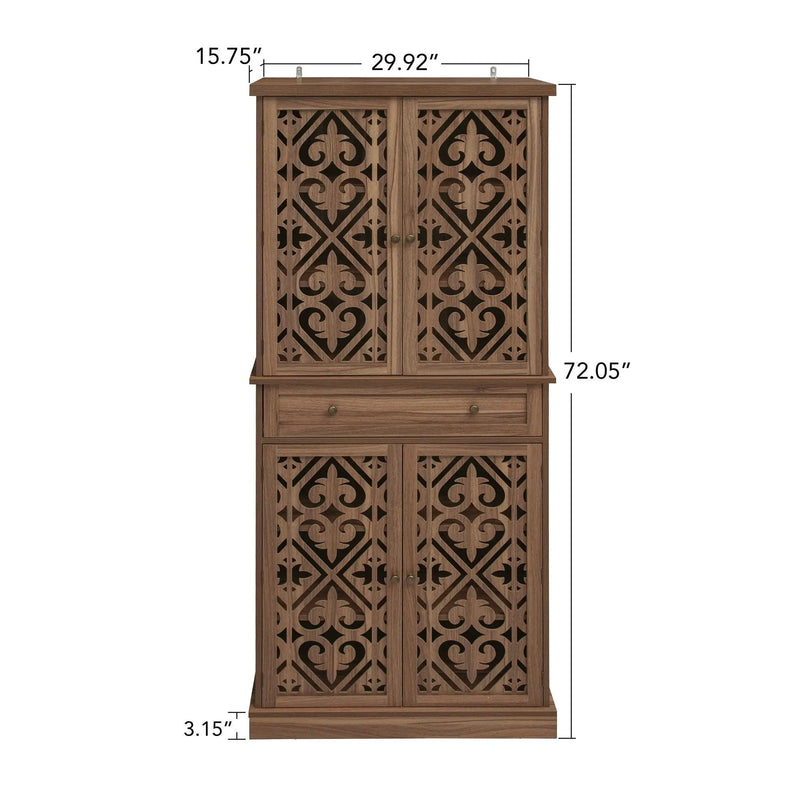 4 Door Cabinet With 1 Drawer, With 4 Adjustable Inner Shelves, Storage Cabinet by HouseOfZazla