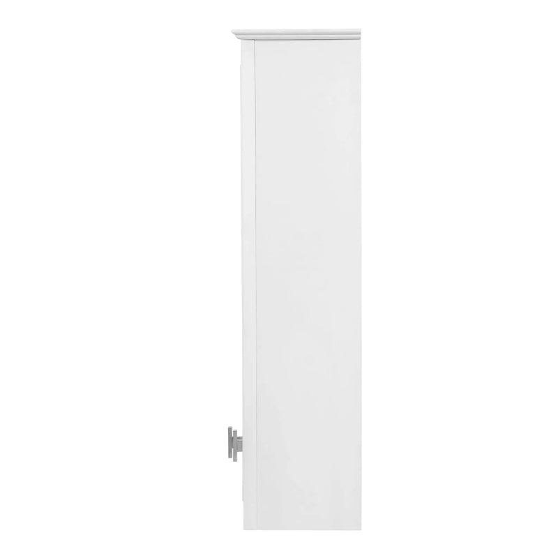 Wall Mounted Mirror Cabinet With 5 Adjustable Shelves, Rectangular Storage For Bathroom - White