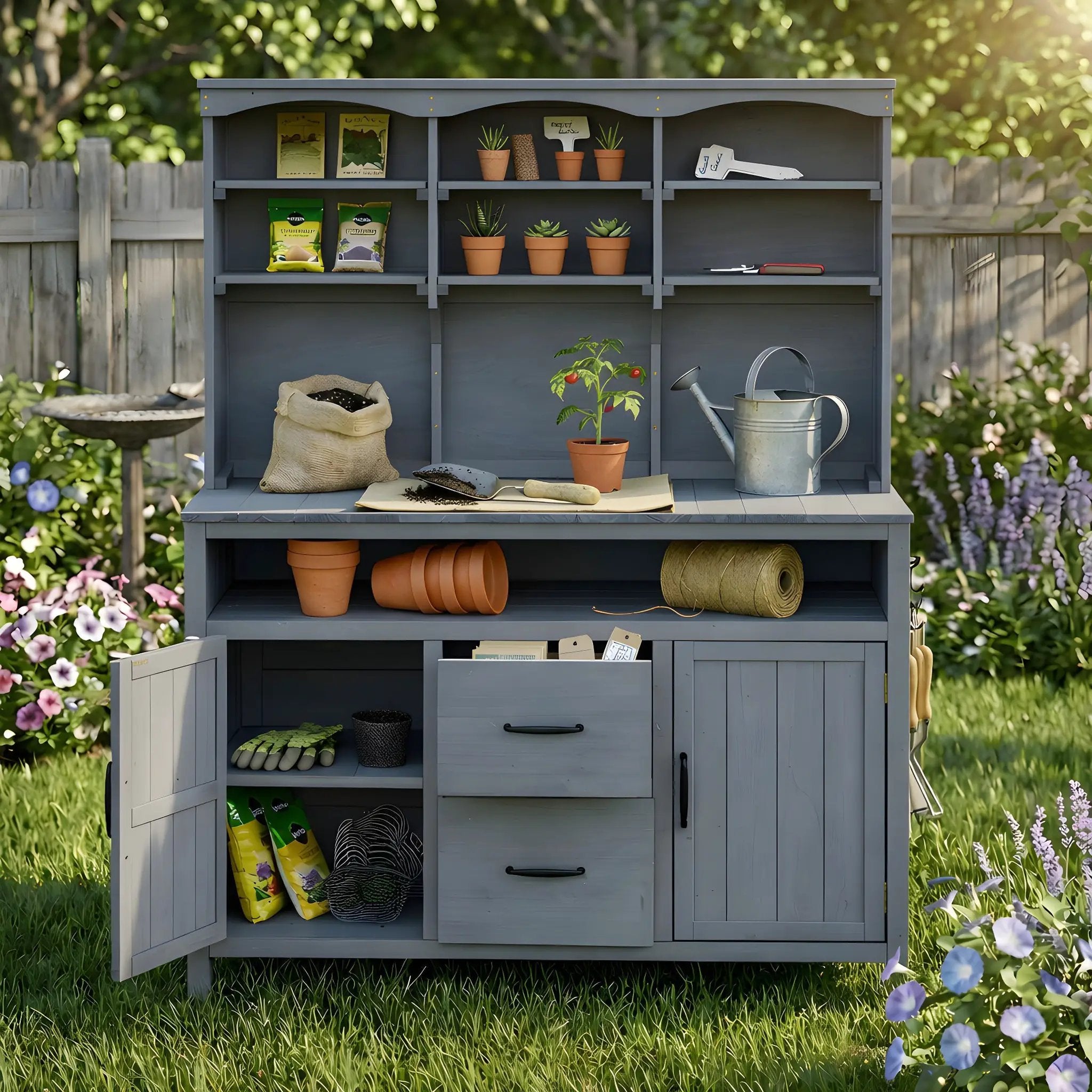 TOPMAX Large Fir Wood Potting Bench by HouseOfZazla