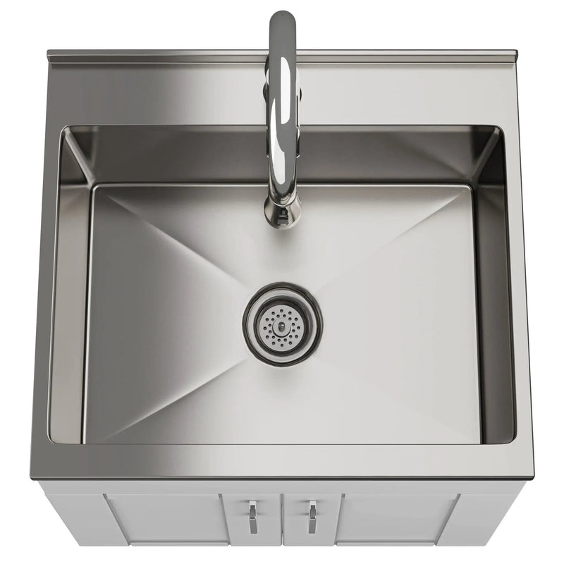Shaker - Modern Wide, Laundry Cabinet With Faucet And Stainless Steel Sink by HouseOfZazla