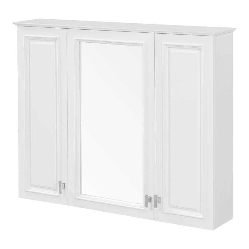 Wall Mounted Mirror Cabinet With 5 Adjustable Shelves, Rectangular Storage For Bathroom - White by Unique Piece Furniture