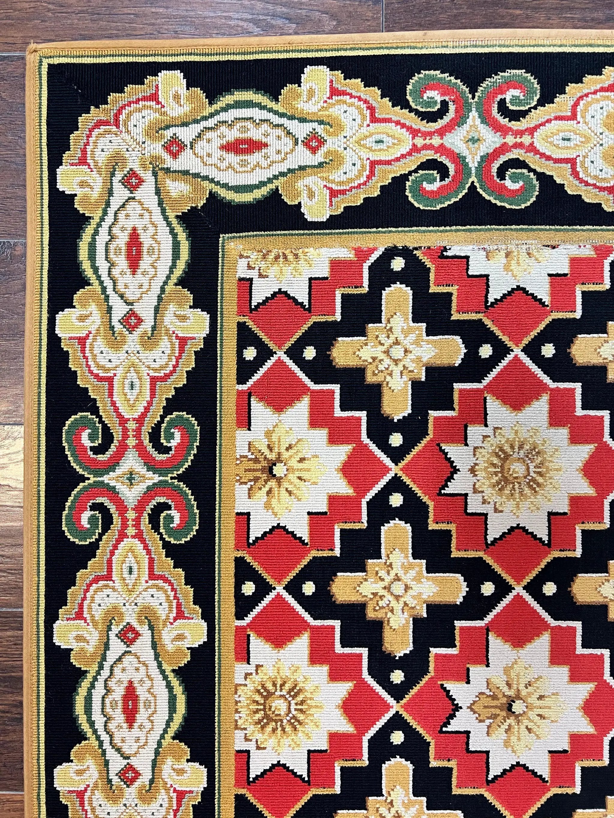 Vintage Runner Rug 3.5 x 14, Long Runner Rug, Stark Custom Made Carpet, European Design, Red Black Ivory Tan, Long Rug for Hallway by Jewel Rugs