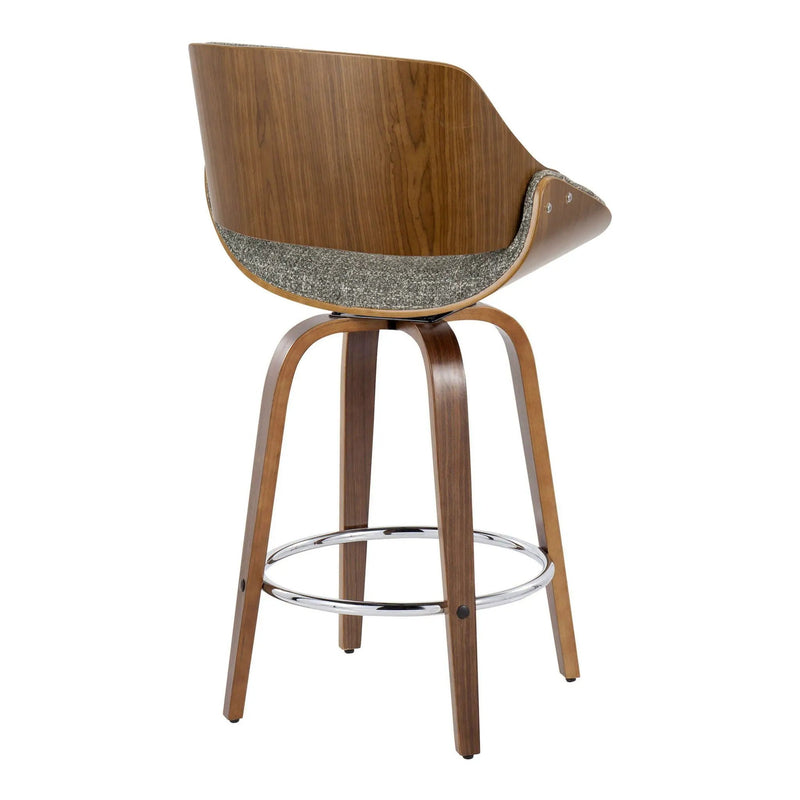 Fabrizzi - Mid Century Modern Fixed Height Counter Stool With Swivel With Round Footrest (Set of 2) by HouseOfZazla