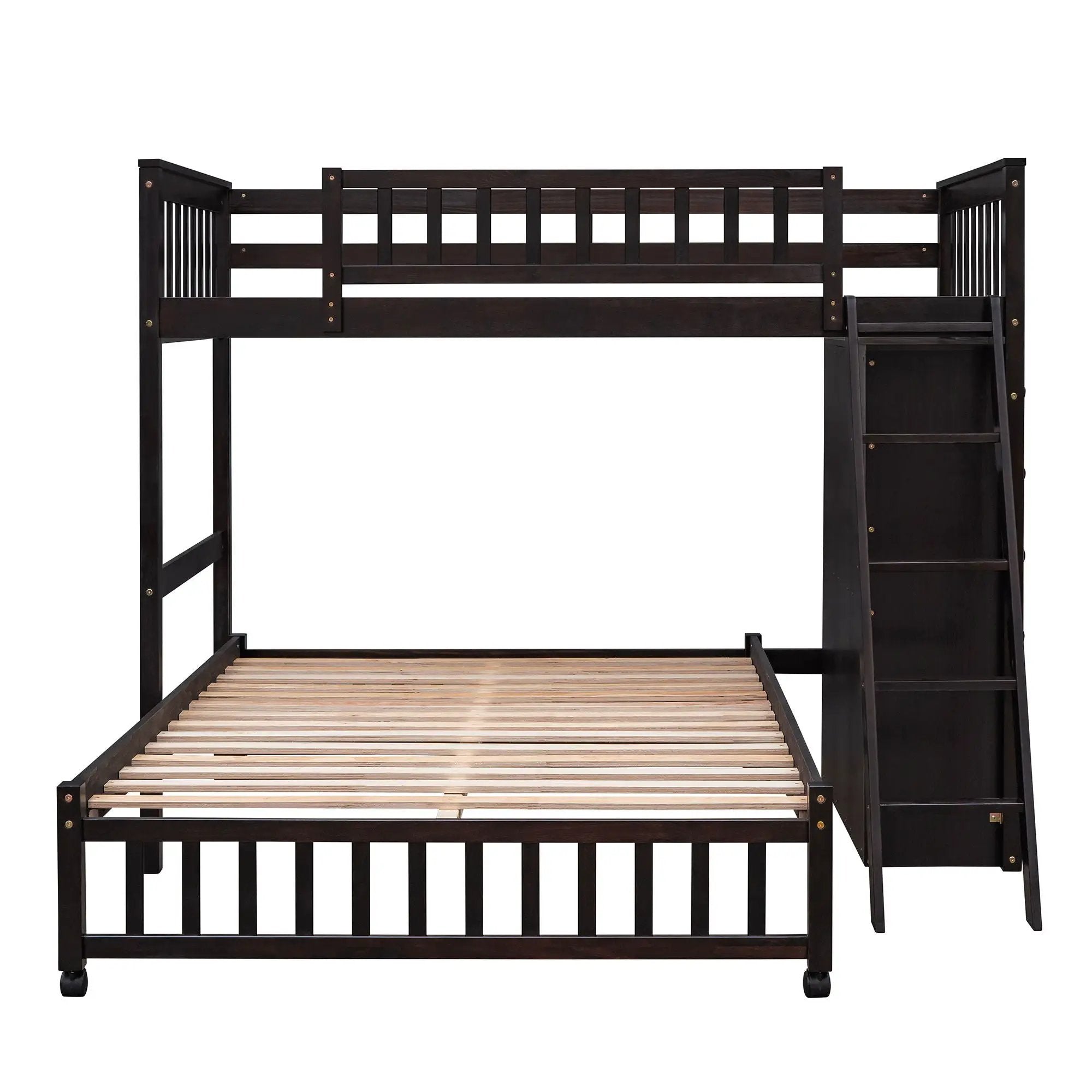 Bunk Bed With 6 Drawers And Flexible Shelves, Bottom Bed With Wheels by HouseOfZazla
