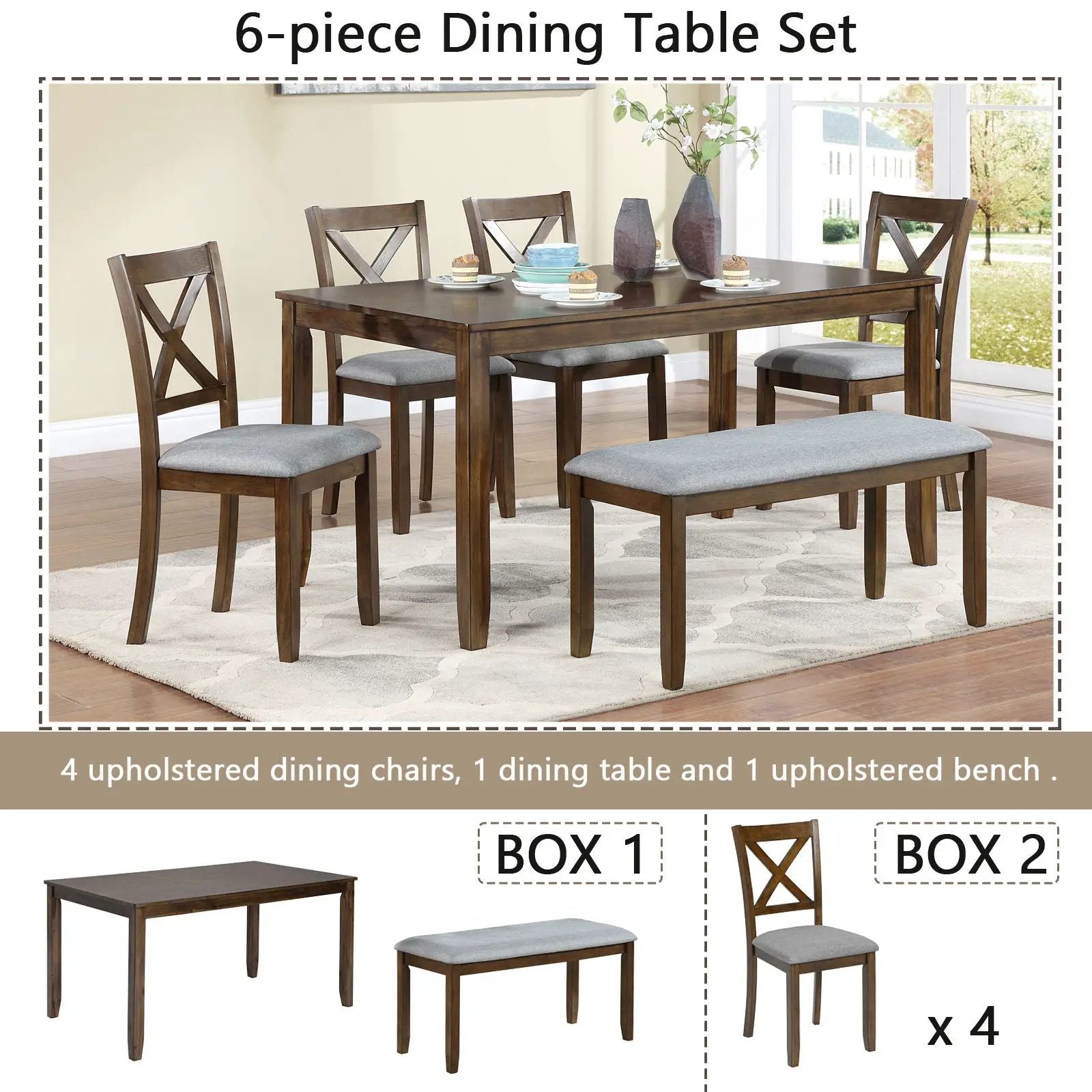 Kitchen Dining Set, Rectangular Dining Table by Unique Piece Furniture