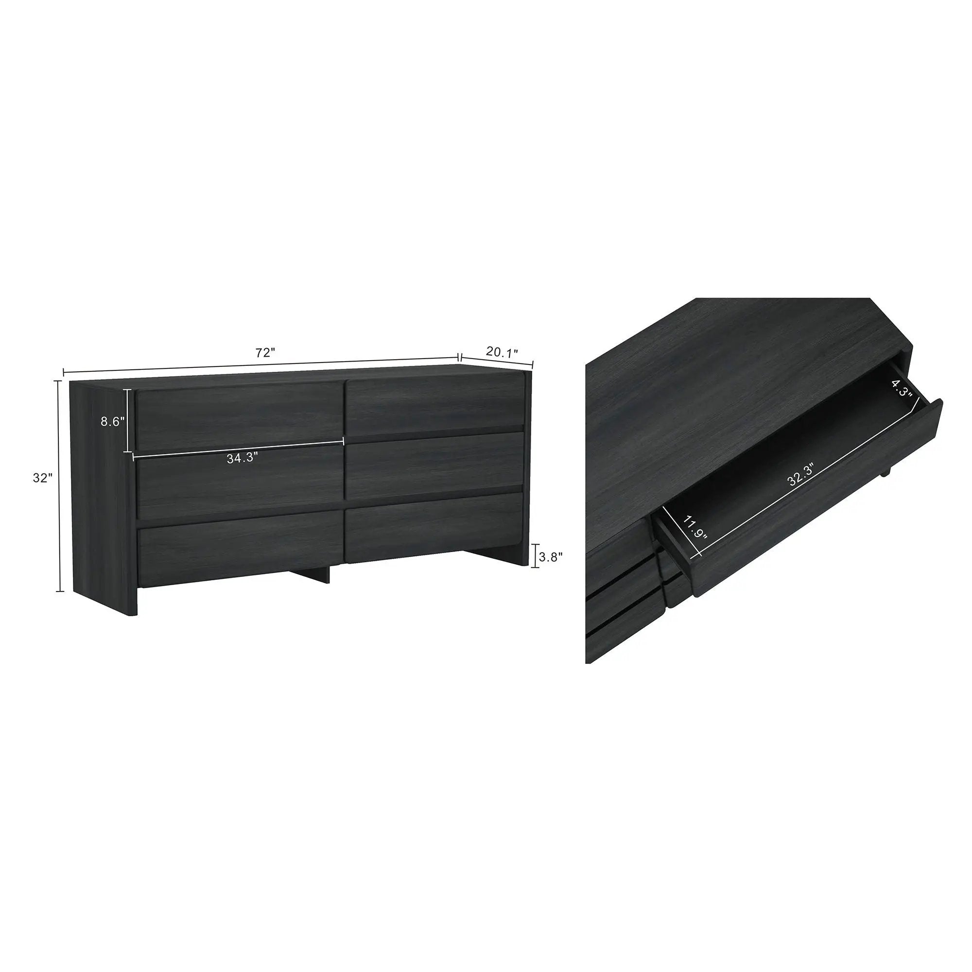 Linda - Double Wide Dresser With 6 Drawers by HouseOfZazla