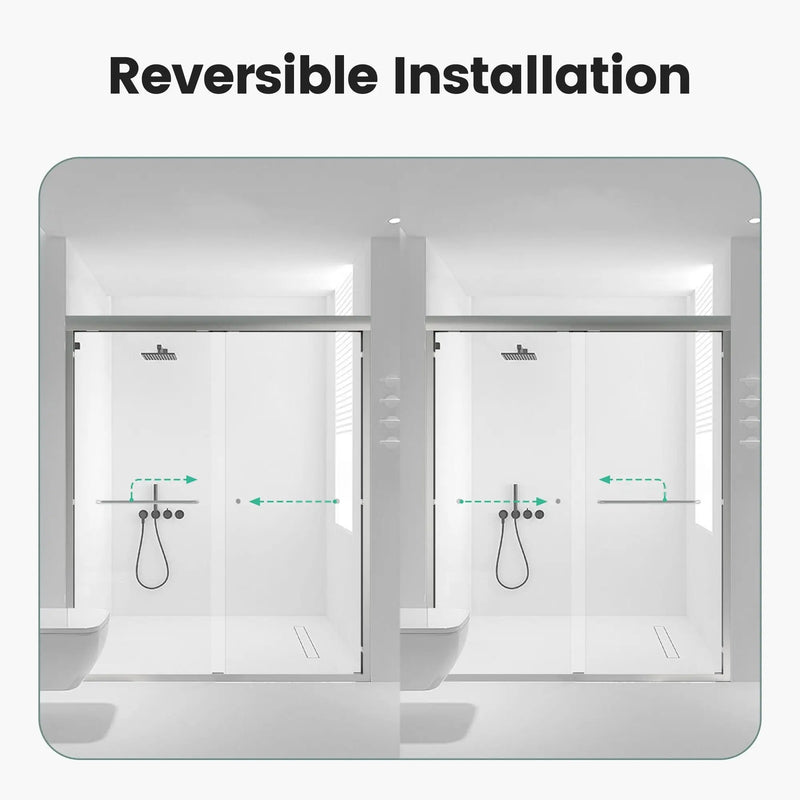 Semi-Frameless Double Sliding Shower Door, Bypass Shower Door, 1 / 4" (6Mm) Thick SGCC Tempered Glass Door by HouseOfZazla
