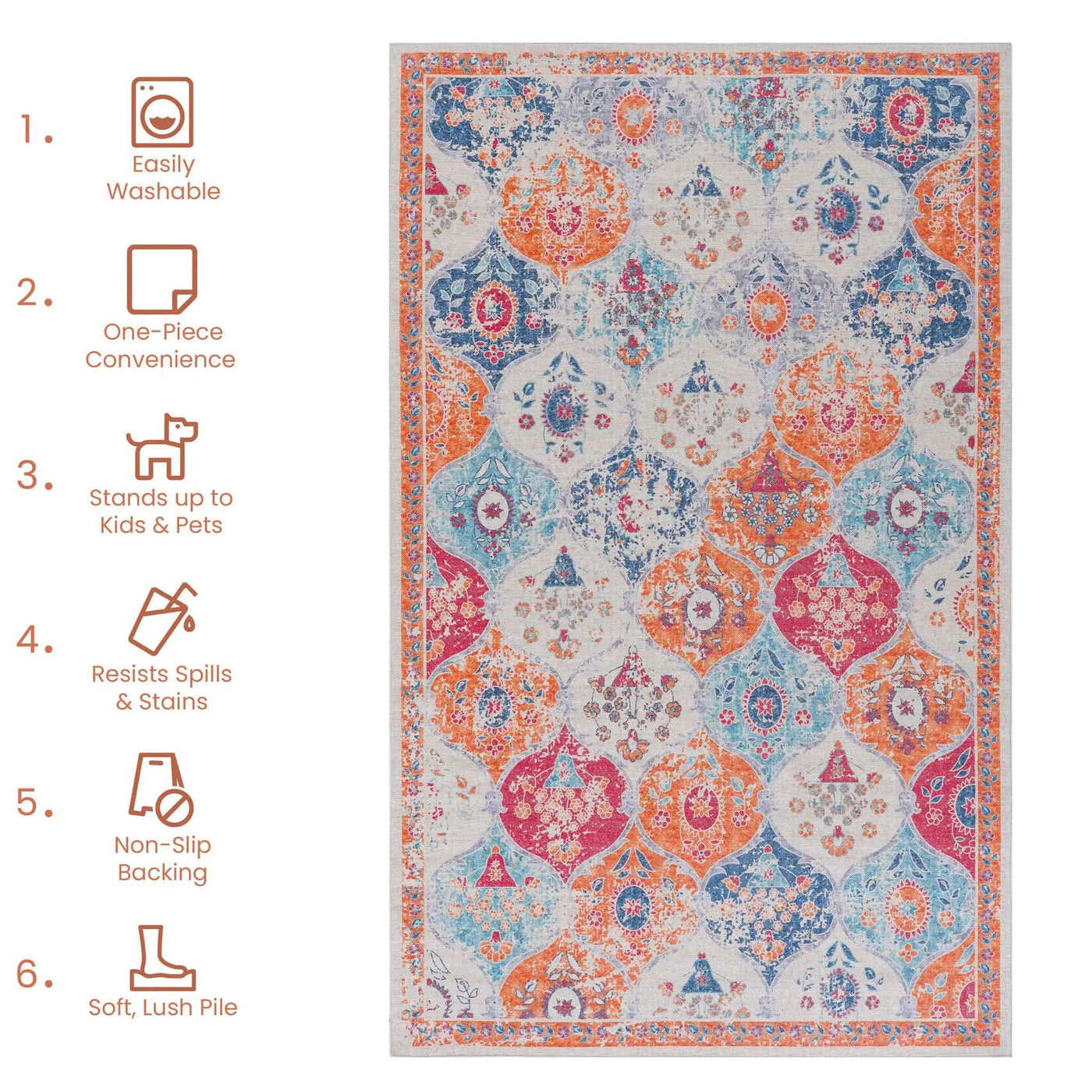 Maval - Stunning Washable Area Rug by HouseOfZazla