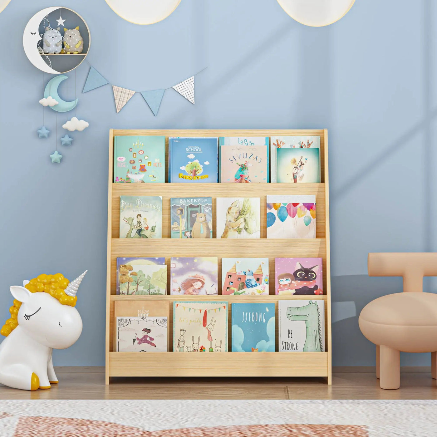 4 Tier Bookshelf, Toddler Book Display Shelves by HouseOfZazla