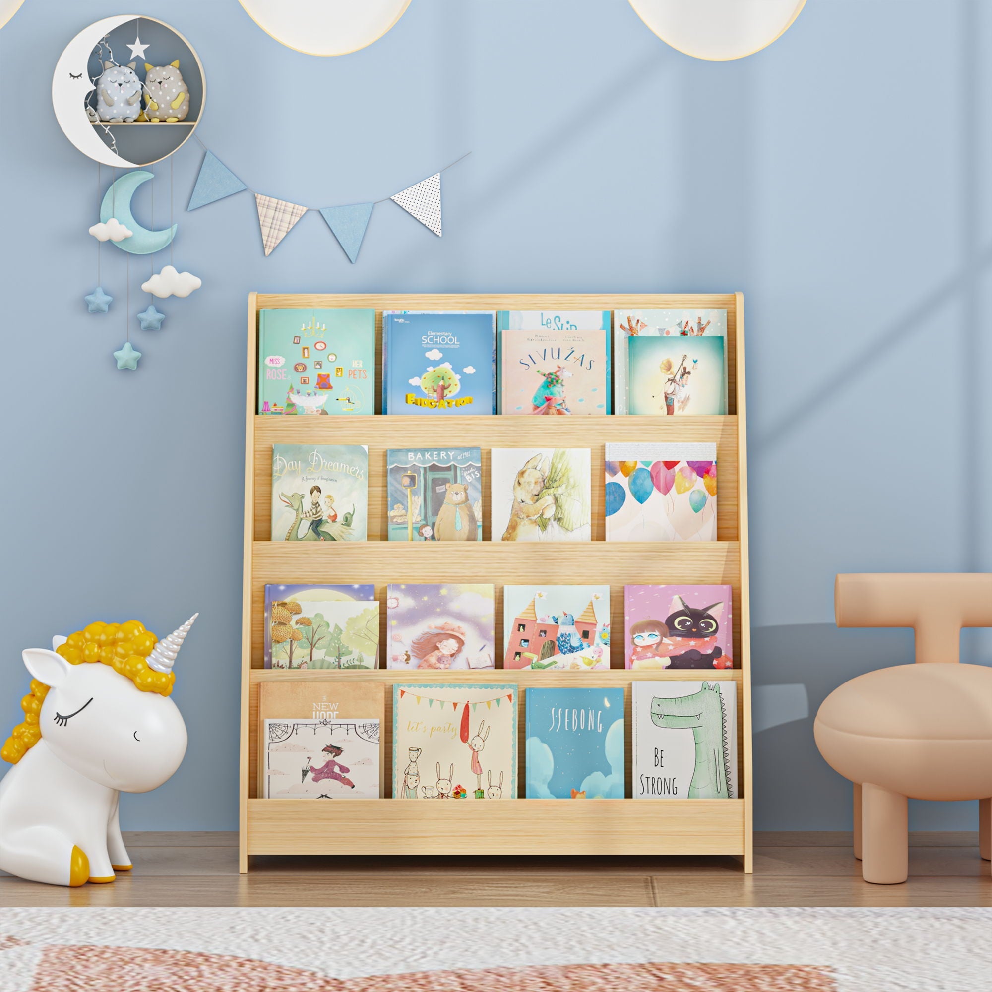 4 Tier Bookshelf, Toddler Book Display Shelves by HouseOfZazla