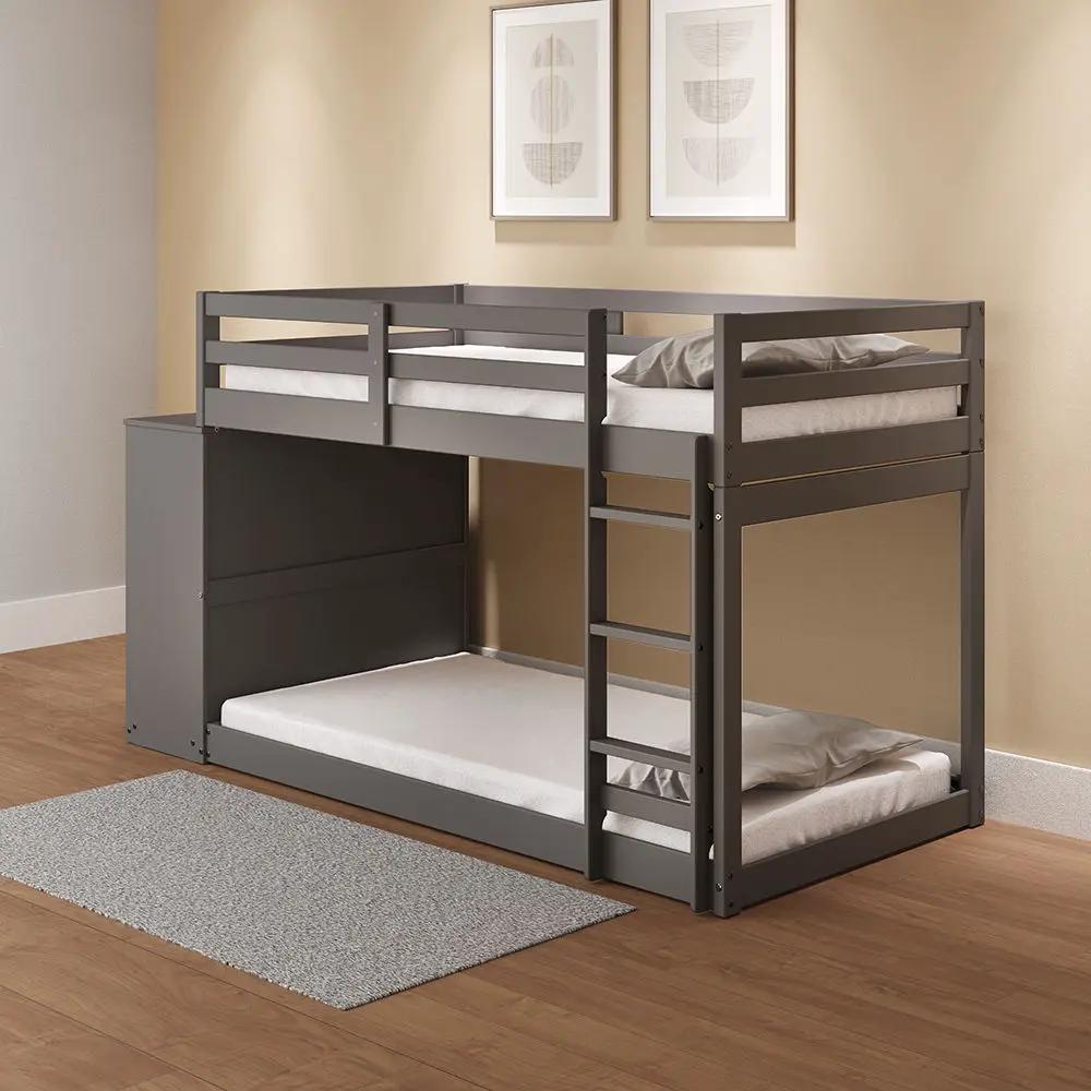Gaston - Twin Over Twin Bunk Bed With 4 Drawers & 3 Compartments - Gray by Unique Piece Furniture