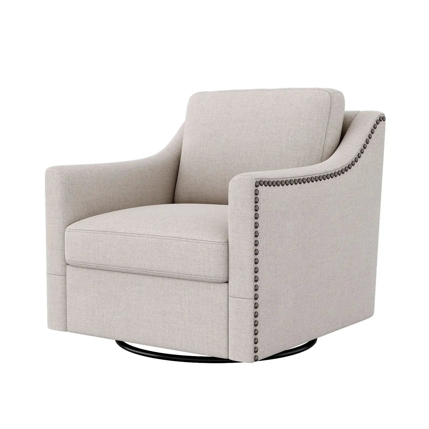 360 Degree Swivel Armchair, Skin Friendly Fabric, Ergonomic Design, Brass Nail Decorative Armchair by HouseOfZazla