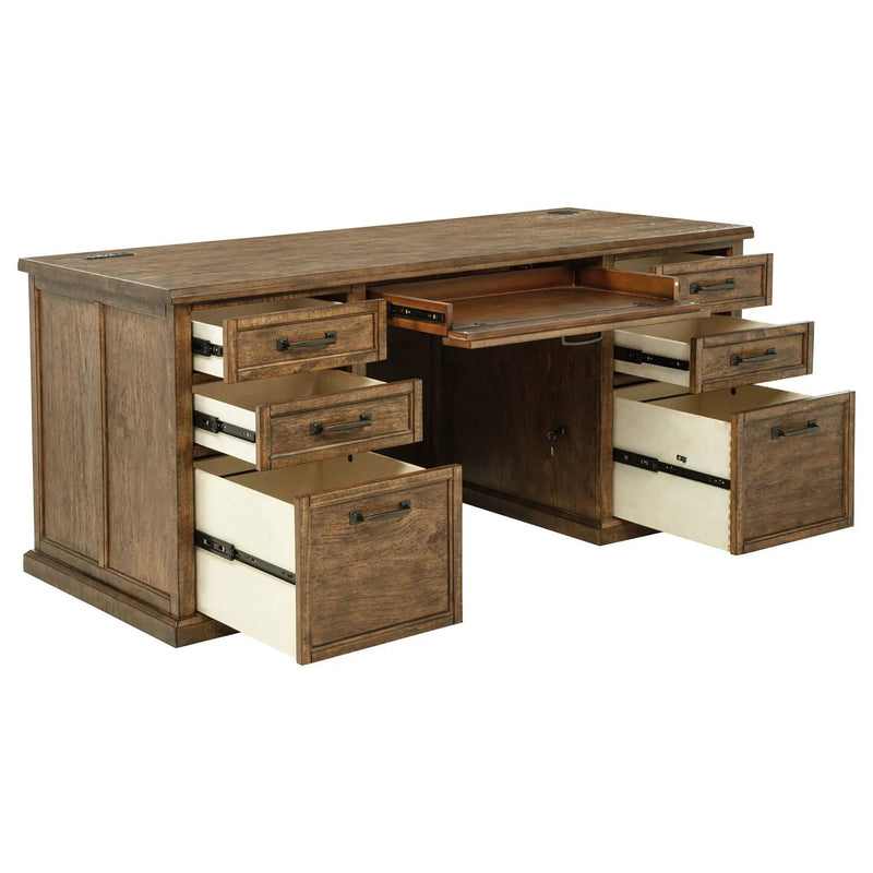 Altidore 68-inch 7-drawer Executive Home Office Desk Distressed Brown by Unique Piece Furniture