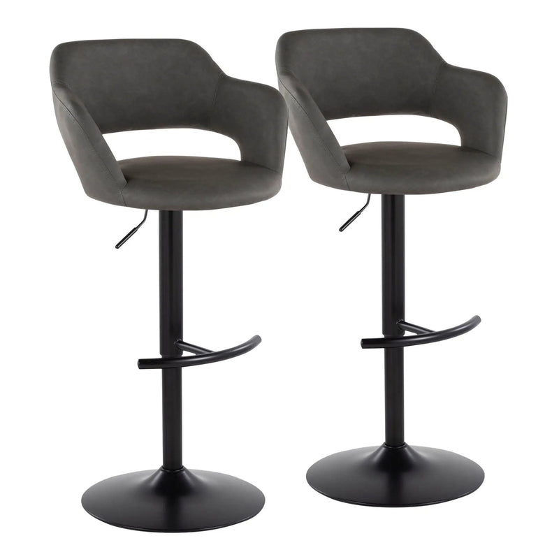 Margarite - Contemporary Adjustable Barstool With Swivel With Rounded T Footrest (Set of 2) by Unique Piece Furniture