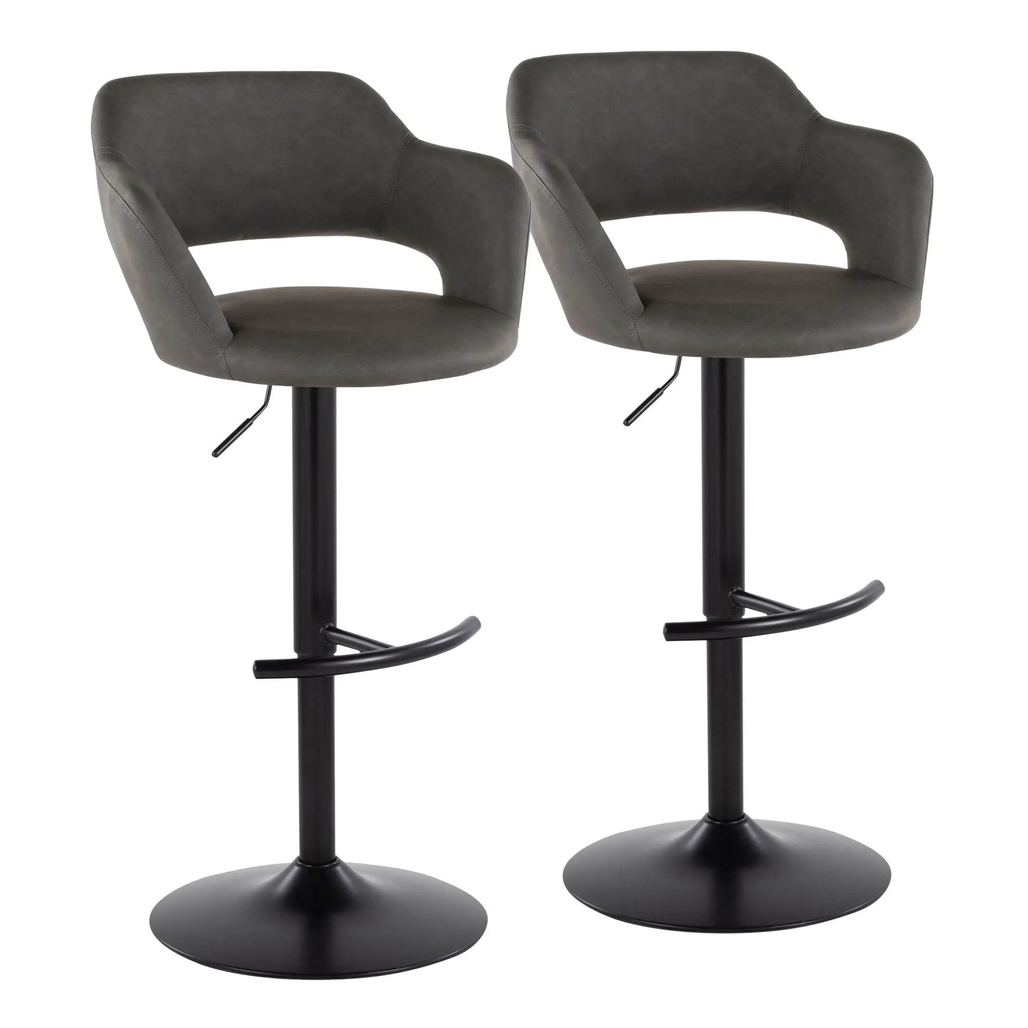 Margarite - Contemporary Adjustable Barstool With Swivel With Rounded T Footrest (Set of 2) by HouseOfZazla